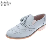 Туфли-оксфорды с круглым носком и бахромой; женские броги размера плюс 33-47; тонкие туфли на плоской подошве; batai; женская обувь на плоской подошве