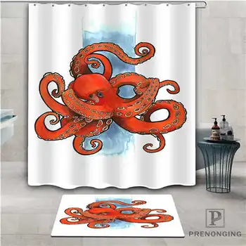 

Custom Image of Octopus (1) Waterproof Shower Curtain Doormat Home Bath Bathroom Polyester Fabric Multi Sizes#2019-01-12-262