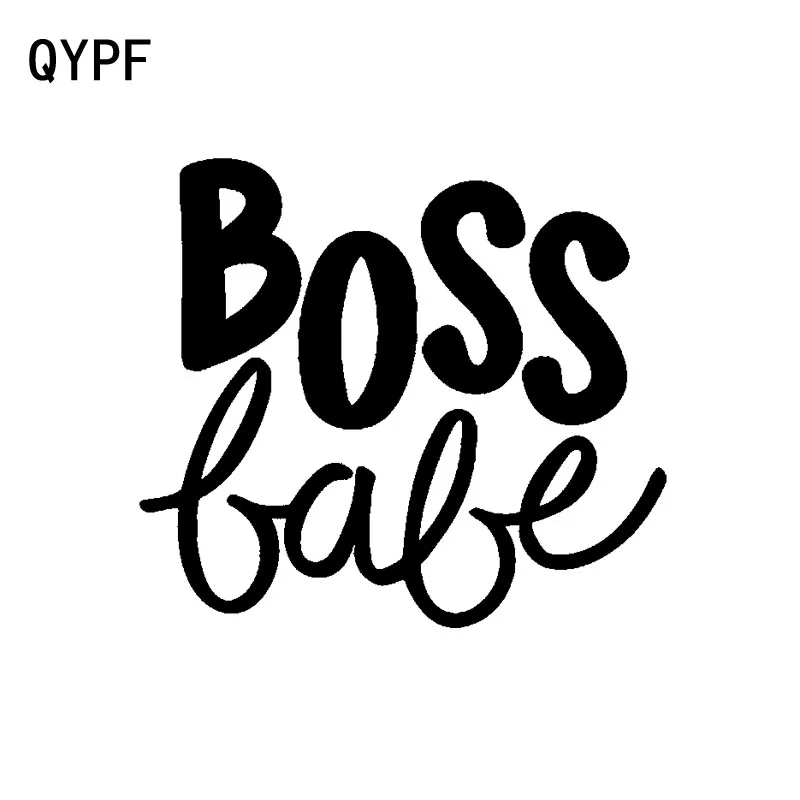 

QYPF 14.4cm*12.8cm Interesting BOSS BABE Words Vinyl Car-styling Car Window Sticker Decal Black Silver C15-1363