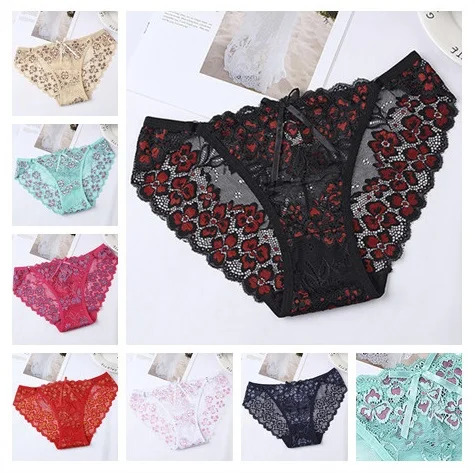 Women Sexy Lace Breathable Panties Seamless Underwear Panty Lace Floral Panties 7 Colors