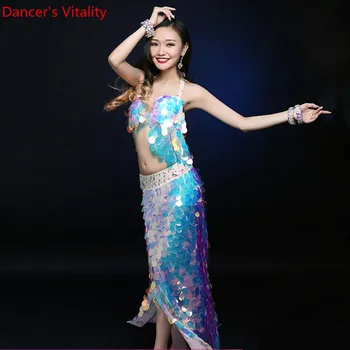 

2018 New women Advanced Customization Sequins Belly Dance Suit For Belly Dance / Performance Clothes Dancing Wear Costumes