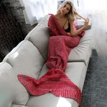 CWLSP Трикотажные Русалка Принцесса рыбий хвост одеяла теплый диван Зима Осень Популярные низ menina pijama inverno