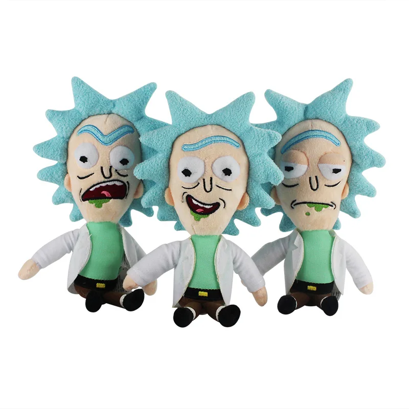 3pcs lot 23cm New Q Version Rick and Morty Plush Toy Mr Meeseeks Rick Thinks happy