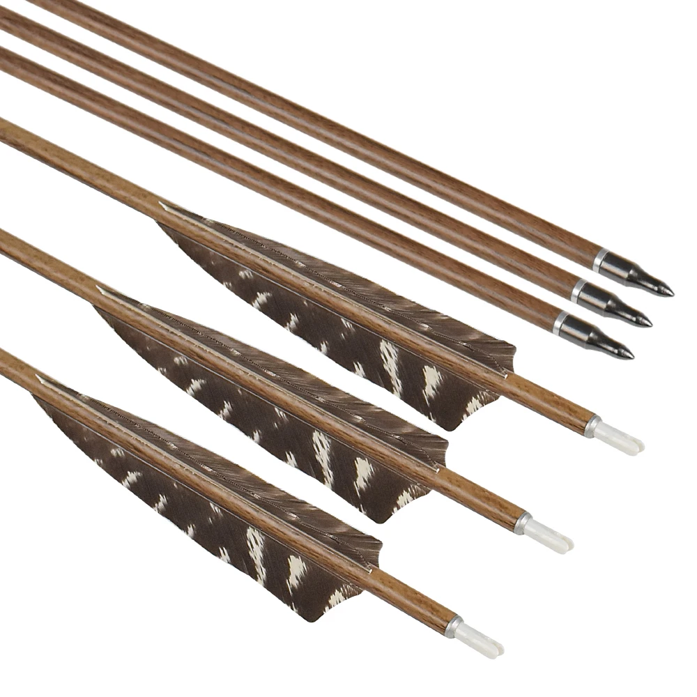 Dark Wood Camo Carbon Spine 500 Hunting Arrows With 4" Shield Strip