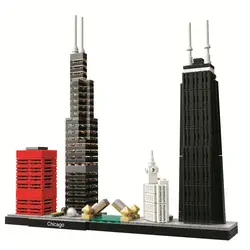 Архитектура Чикаго Navy Pier всемирно известный Skyline Строительные блоки Устанавливает Кирпичи Классические модели дети игрушки Совместимые с