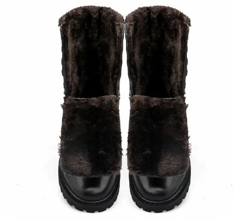 Мужские черные военные ботинки зимние теплые высокие сапоги из натуральной кожи мотоциклетные ботинки Martin Hombre размеры 38-46 47 48 49 50 51 52 - Цвет: black winter shoes
