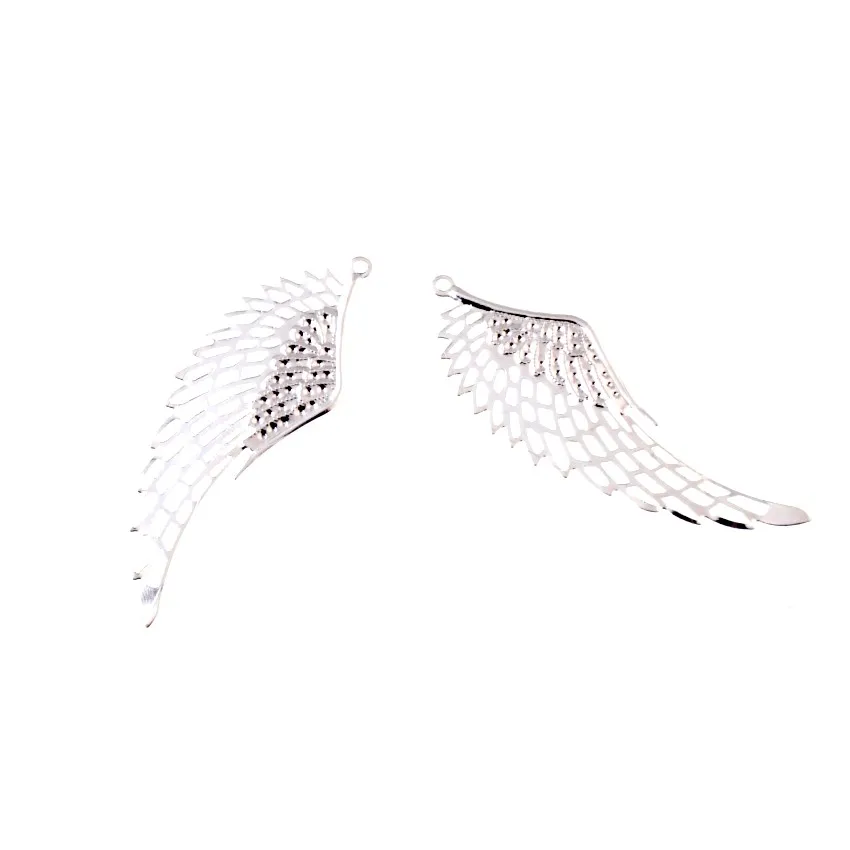 

Free shipping Retail 10Pcs Silver Plated Filigree Wing Wraps Connectors Metal Crafts Decoration DIY Findings Connectors 2.4x7cm
