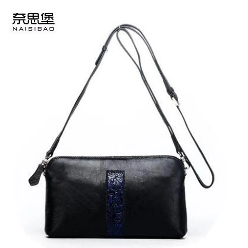 

Genuine Leather women bag Chinese wind embossed shoulder bag 2017 new leisure wild shoulder Messenger bag Shell package