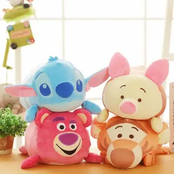 

1pcs 32cm Cute Lying Sleeping Stitch Piglet Tigger Dumbo Marie Cat Plush Toy Stuffed Animals Christmas Gift High Quality