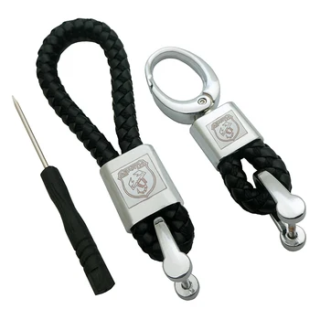 

1PCS New Leather+Metal Car-Styling Keychain Car And Home Key Ring Holder Housekeeper For fiat punto abarth 500 stilo ducato