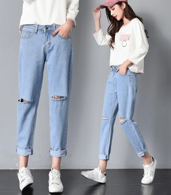 Весна лето Bf стиль женские джинсы с высокой талией повседневные брюки больших размеров - Цвет: picture