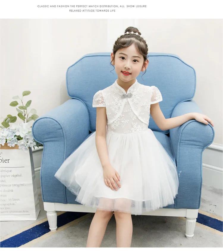 Kids Baby Girls'Dress Summer Korean children's Gauze Cheongsam Dress Princess Party Performance clothes Qipao Ball Gown Dress (11)
