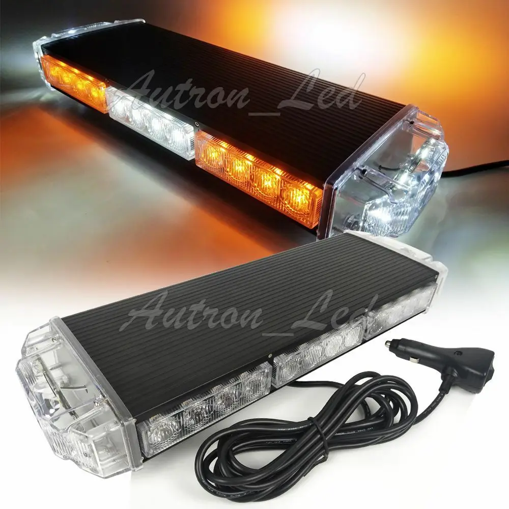 

16" 30W Amber White LED Warning Emergency Beacon Strobe Roof Top Mini Light Bar