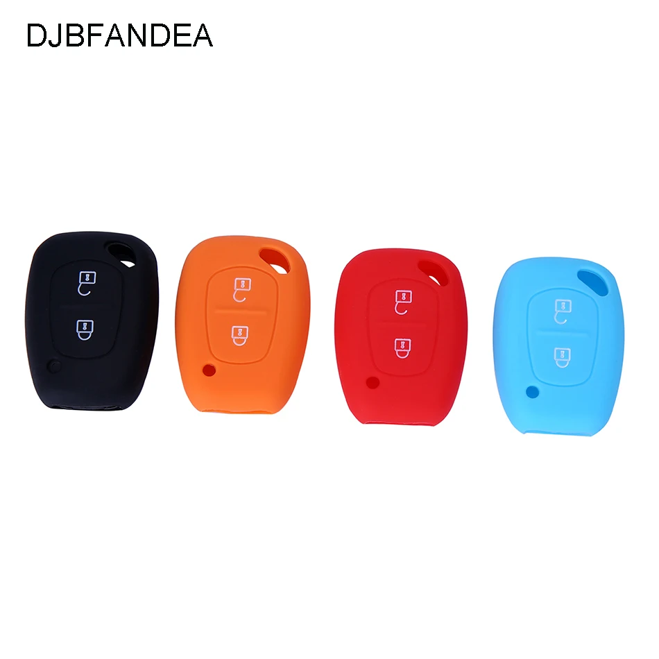 DJBFANDEA 10 шт. цветной микс 2 кнопки силиконовый чехол для ключа Renault/Kangoo/Master/Trafic с