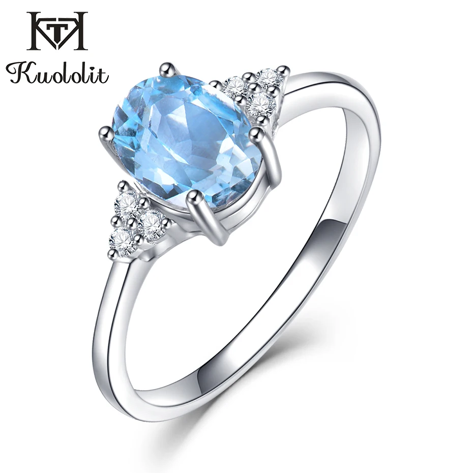 Details about   Round Blue Topaz Sterling Silver Women Ring Blue Topaz and Simple Ring For Women
