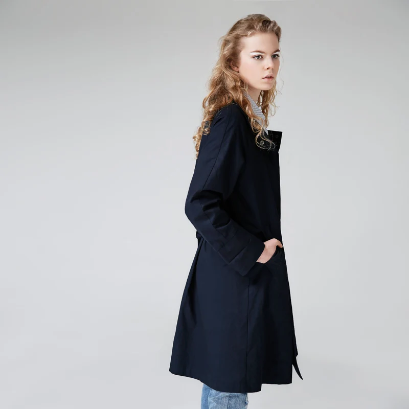 Beste Toyouth Britse Stijl Trenchcoat Vrouwen Casual Solid Windbreaker Lange Mouwen Uitloper Lange Trenchcoat