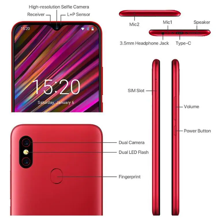 UMIDIGI F1 4 GB + 128 Helio P60 Восьмиядерный 18 W быстрая зарядка мобильного телефона 6 3 &quotFHD 19
