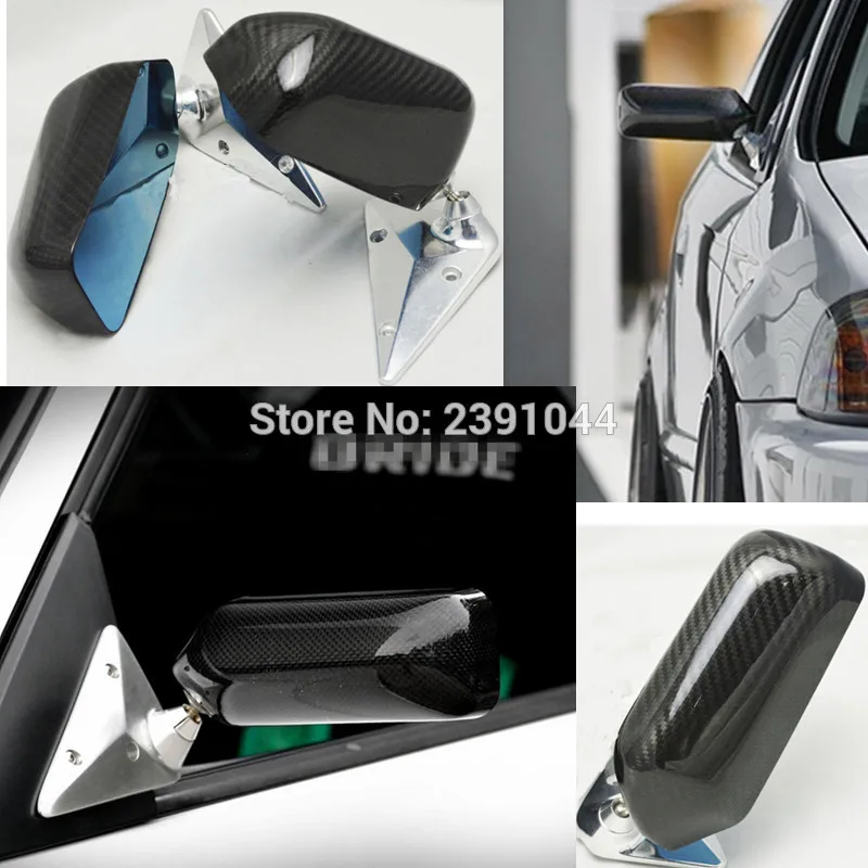 Universal F1 Style Real Carbon Fiber Side Mirror With Blue 