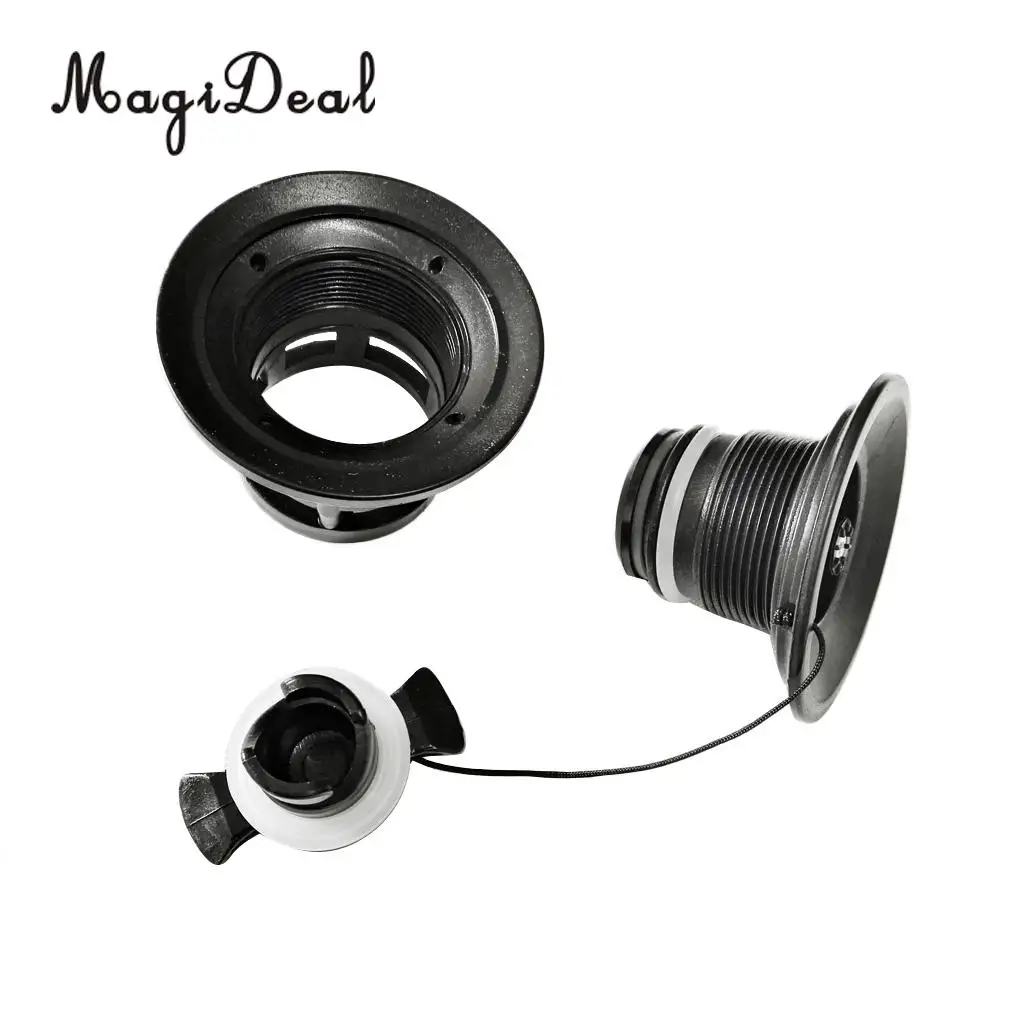 MagiDeal Heavy Duty Double Seal Air Valve Replacement Water Sport Acce for Inflatable Boat River Raft Kayak Canoe White/Black