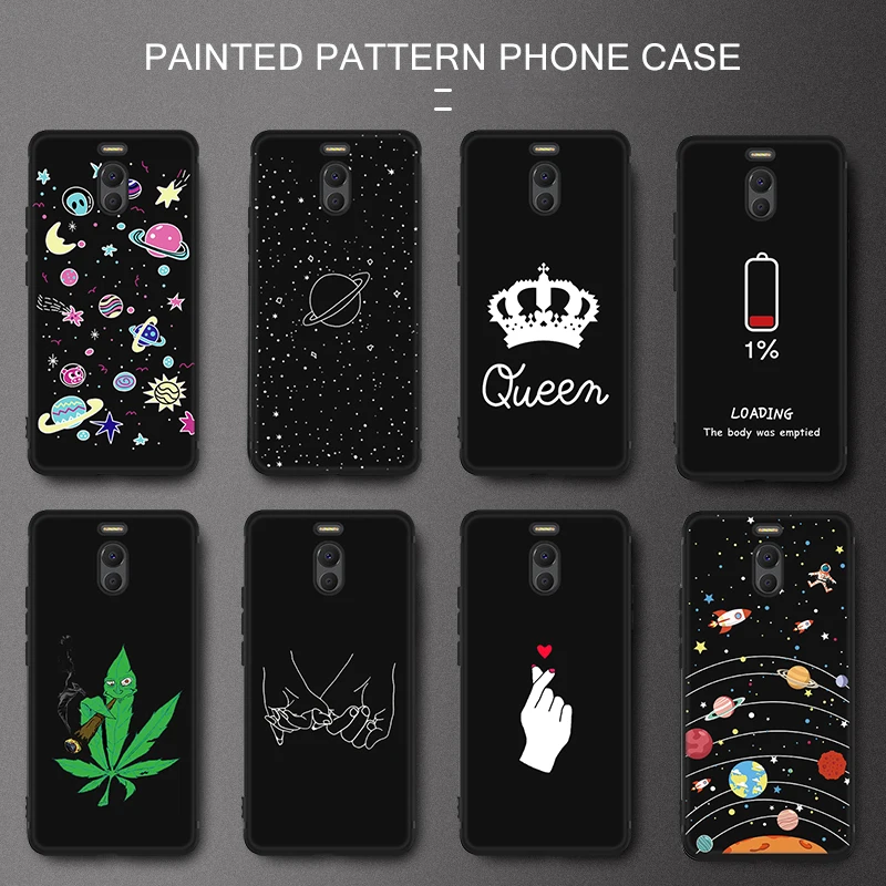 

For Meizu M6 M5 Note 8 8X Pattern Phone Case For Meizu 16th 16 Plus 16X M6 M5S M5C Note 8 Space Heart Printed Cover Capa Coque