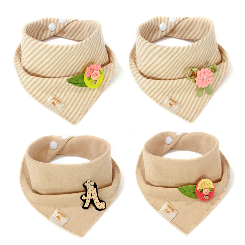

Baby Bibs Kids Striped Printing Newborn Cotton Khaki Triangle Scarf Infant Burp Cloths Saliva Towel Baby Bandana Dribble Bibs