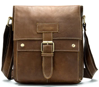 

genuine Leather Men Small Briefcase Shoulder Commuter Work Bags Gentle Mens All-match Durable Cowhide Bag Bolso Hombre D847