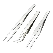 3 шт. Портативный средний углеродистая Сталь промышленные Пинцет прочный Антистатические Пинцет Часовщик ручной инструмент прямо согнуты Тип