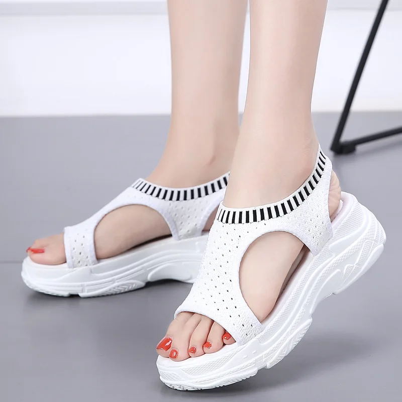 

Fashion Women Sandals For Breathable Comfort Shopping Ladies Walking Shoes Summer Platform Black Sandal Shoes sandalias mujer