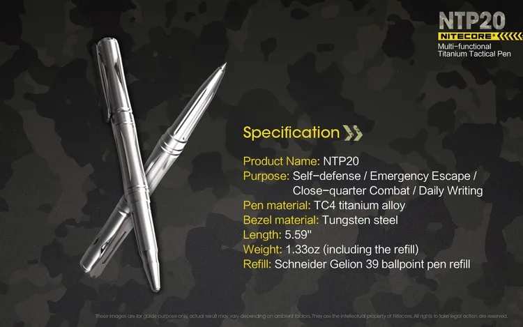 NITECORE NTP20 Самозащита Многофункциональный титановый сплав тактическая ручка эргономичный Вольфрамовая сталь заостренный кончик