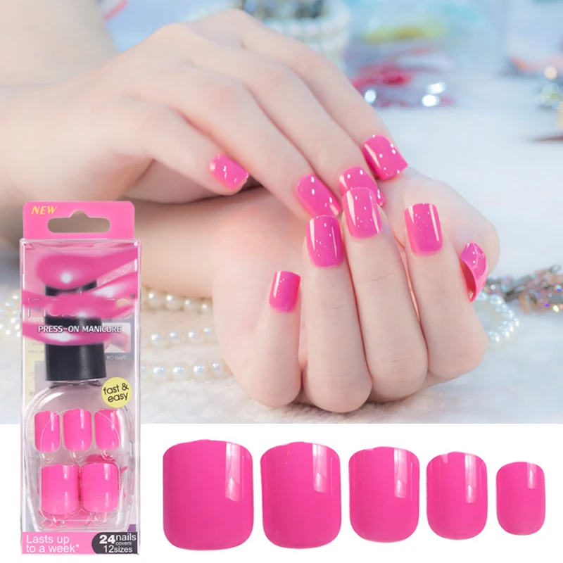 

Belen Pure Color False Nails Red Pink Tips Short Length Artificial Nails Extension Design Press On Manicure Gel Polish 48 Colors