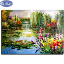 Claude monet colorido água lírio pintura diamante, mosaico imagem de diamante quadrado completo/redondo 5d diamante bordado venda, arte da parede