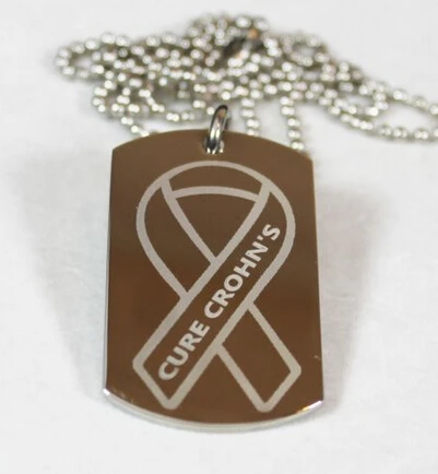 

HOT SALES STAINLESS STEEL CURE CROHN'S DOG TAG AWARENESS MEDICAL LOGO METAL TAG CHEAP CUSTOM STEEL DOG TAGS FH890257