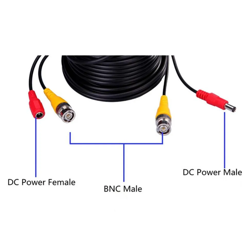 DVR 26 BNC видео Мощность Сиамский кабель BNC и DC-C-18 12 В кабель 32ft 10 м для аналогового AHD CVI CCTV камеры скрытого видеонаблюдения