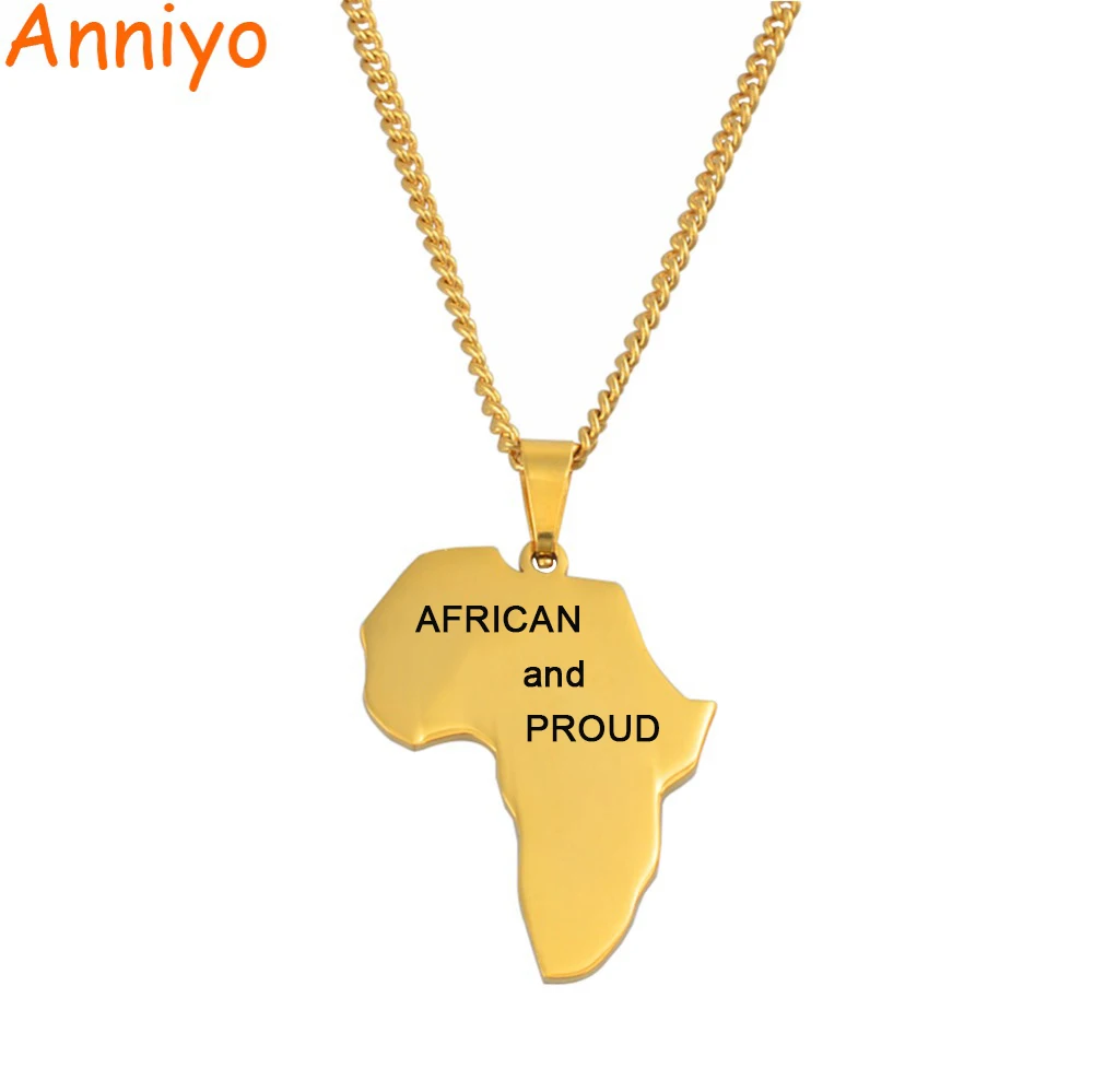 Anniyo "AFRICAN and PROUD" Africa Map Pendant Necklaces ...