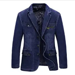 2018 L-3XL джинсовая куртка мужская блейзер хлопковые костюмы для мужчин ковбойский Блейзер джинсовые куртки для мужчин jaqueta брендовая одежда