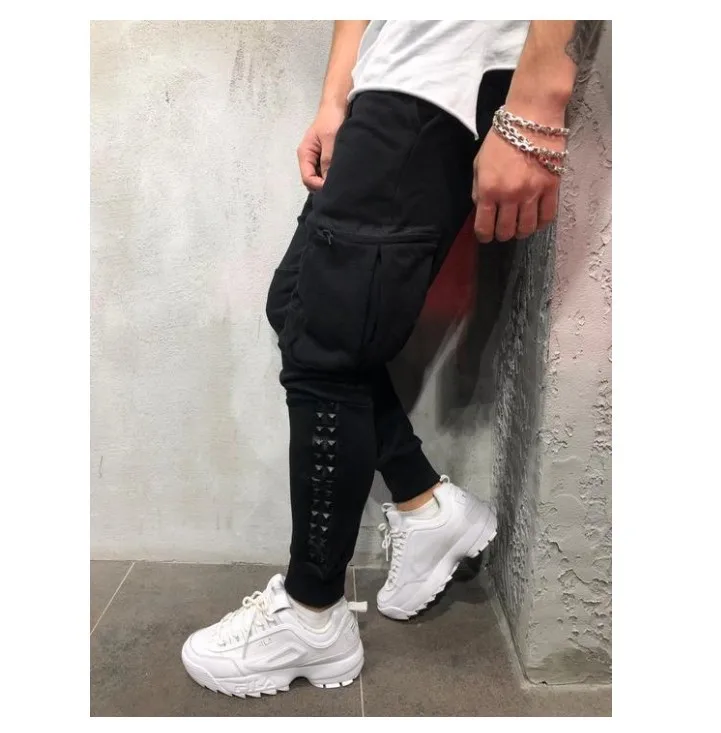 T-bird мужские повседневные штаны джоггеры брюки 2019 Брендовые мужские хип-хоп карманы декорированные брюки Тонкий уличный стиль мужские