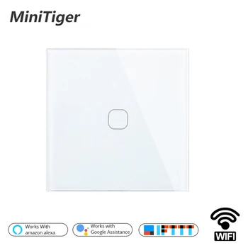 

Minitiger EU Smart Home Wifi Wall Light Touch Switch 1 2 Gang WiFi/433 RF/APP Remote Wall Light Touch Switch Glass Panel