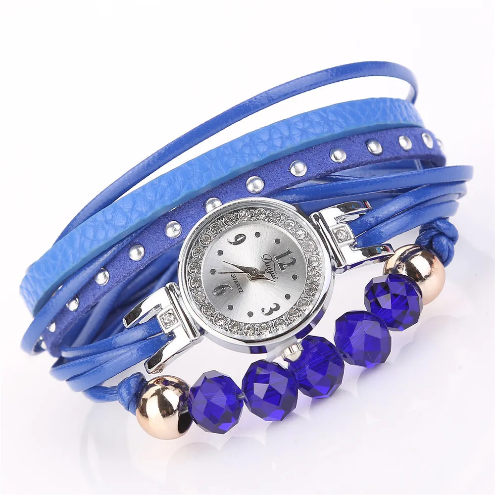 5001 часы женские Популярные Кварцевые часы роскошный браслет цветок драгоценный камень наручные часы reloj mujer Новинка горячая распродажа - Цвет: blue