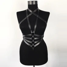 Пастельный, Готический фетиш черный кожаный ремень для тела женский ремень панк Рейв нагрудные ремни-подтяжки подвязки для женщин сексуальное платье