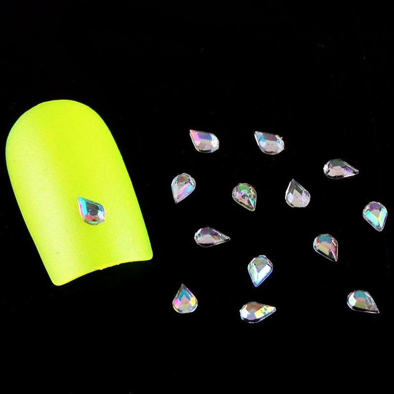 6 Дизайн Блестящий AB Акриловый лук капли воды наконечники для украшения ногтей 3D талисманы ногтей DIY блеск колеса Маникюр ZP025
