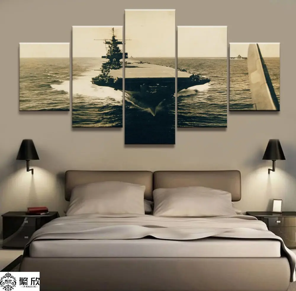 

5 Panel Aircraft carrier Enterprise Military Canvas Printed Painting For Living Room Wall Art Home Decor Picture Artwork Poster