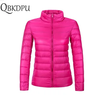 

Plus Size Ultra Light Down Thin Jackets Casual Stand Collar Parka Women 2019 Winter Cotton Padded Short Coats Ladies Outwear