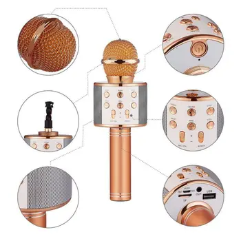 

2019 Original Wireless Bluetooth Condenser Magic Karaoke Microphone Mobile Phone Player MIC Speaker Record Music 3 colors
