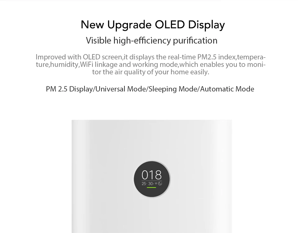 Original Xiaomi OLED Display Smart Air Purifier 2S Smartphone Mi Home APP Control Smoke Dust Peculiar Smell Cleaner (2)
