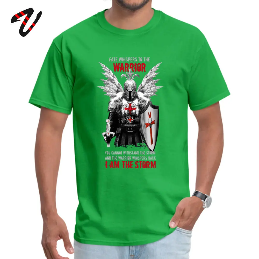 Knights Templar Warrior 100% Cotton T Shirt for Male Short Sleeve Classic Tees Funky VALENTINE DAY Crewneck T-Shirt Summer Knights Templar Warrior -15440 green