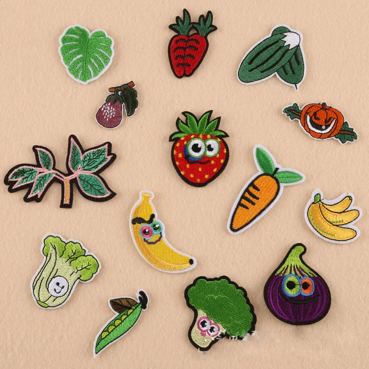 9pcs/set fruits and vegetables Patches Embroidery Iron on Patches for