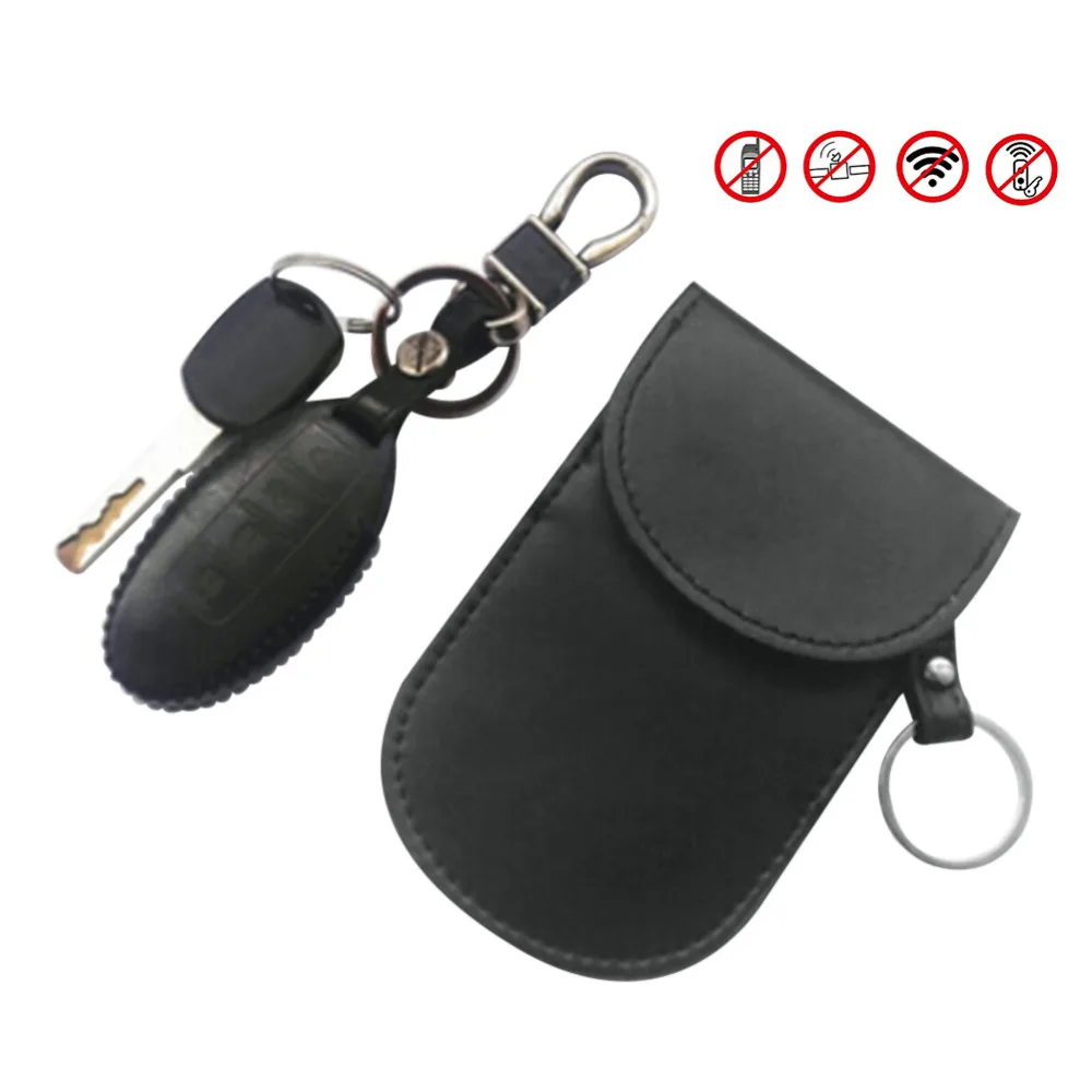 YB-005 анти-потеря кожаный чехол для автомобильных ключей RFID Электромагнитная блокировка Экранирование двухслойный чехол для ключей сумка с кольцом для ключей