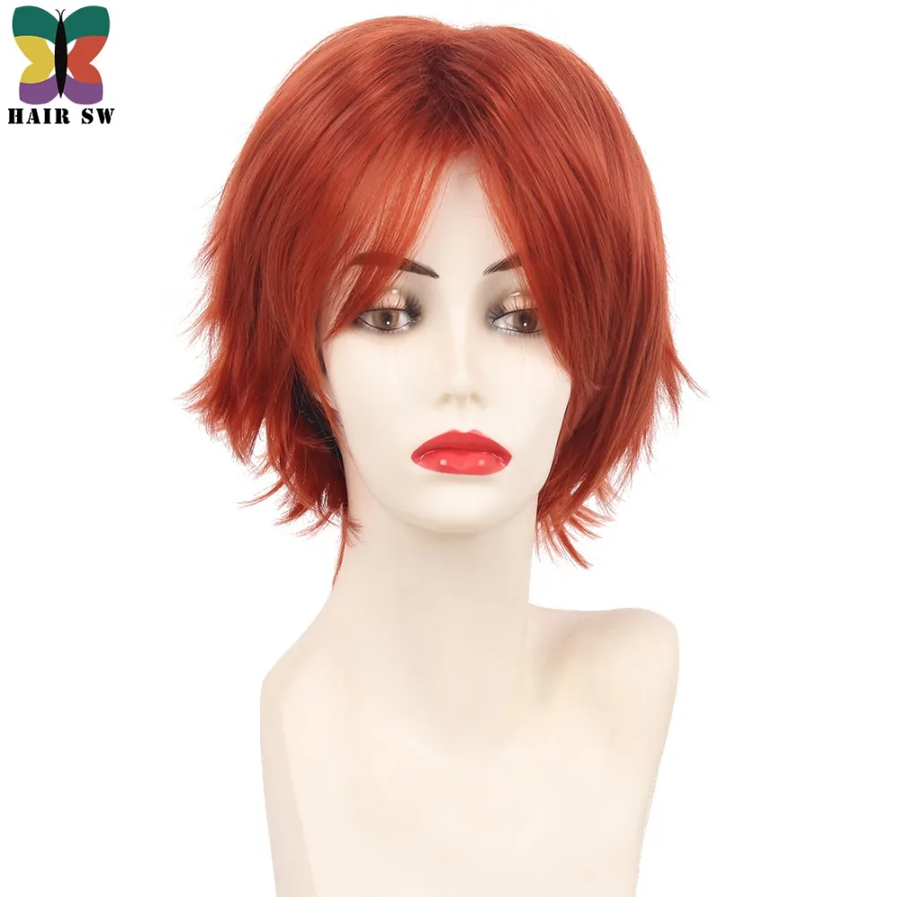 

HAIR SW Short Straight Game Mystic Messenger 707 Cosplay Wig Heat Resistant Fiber Synthetic Redhead Fluffy Full Wig For Party