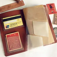 Дорожная записная книжка в стиле ретро, дневник из ПВХ, 3 кармана, пластиковые пакеты