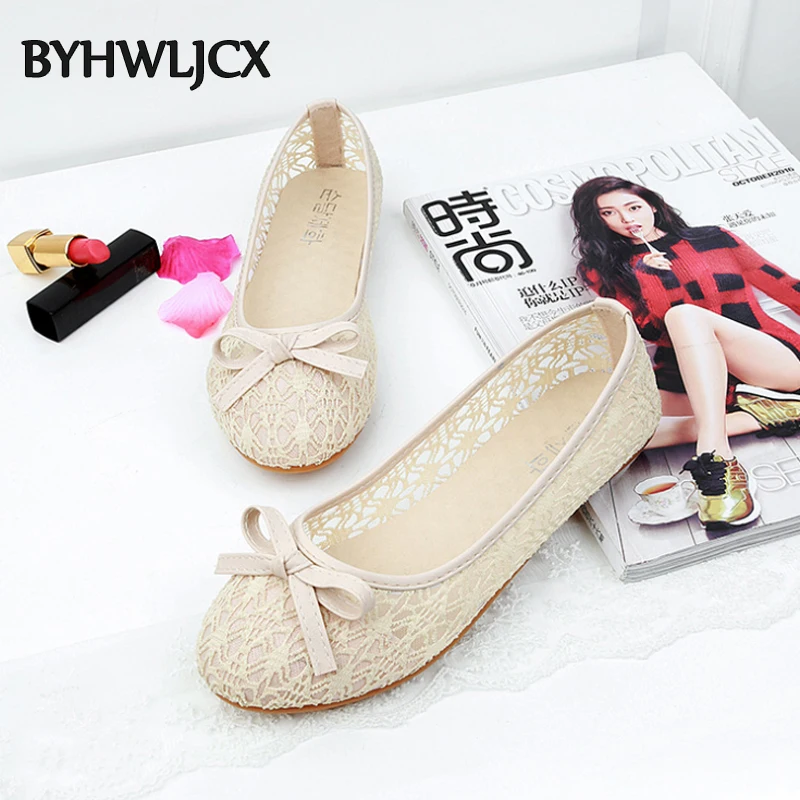 

Women's flat shoes fashion breathable lace summer women's shoes beautiful Butterfly-knot ballet flats Shallow Espadrilles
